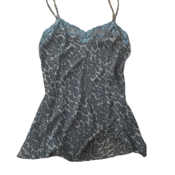 Victoria’s Secret Vintage Slip Lace Green Babydoll Animal Print. Large - Picture 2 of 7